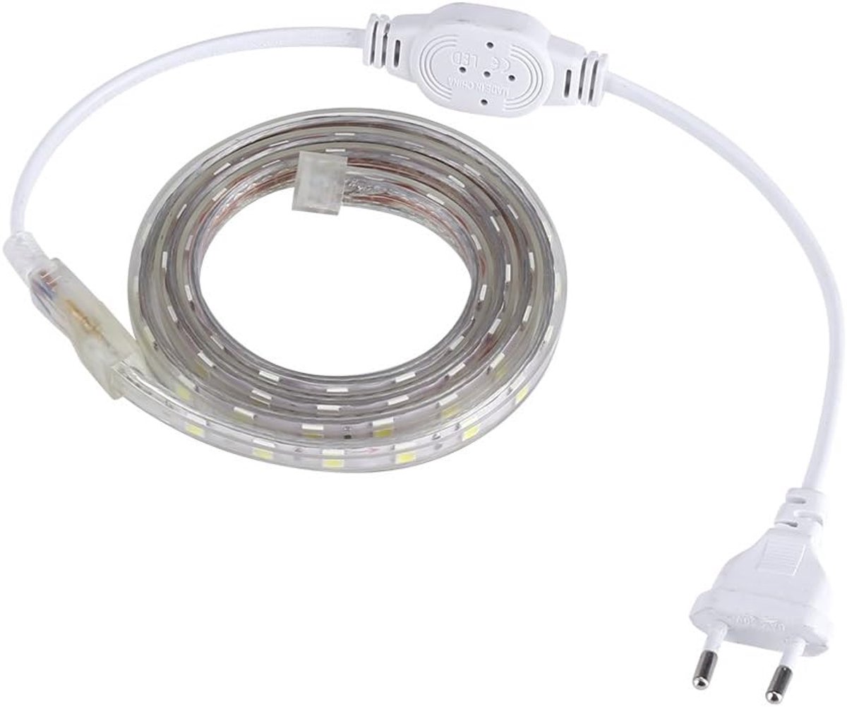 SnelShoppen - Flexibele 1 Meter SMD 5050 LED Strip Waterproof met 60 LEDs/m voor DIY Decoratie in Witte Kleur - Perfect voor Corridors, Trappen, Paden