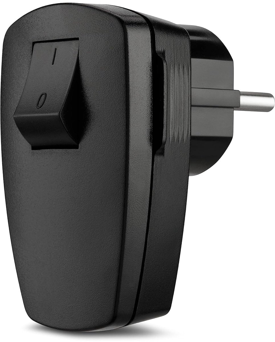 SnelShoppen - Hoekplug met Schakelaar - 3680W Maximale Vermogen - Zwarte 2-Pins Aansluiting voor Muurgebruik - Ideaal voor Thuis, Kantoor en Camping