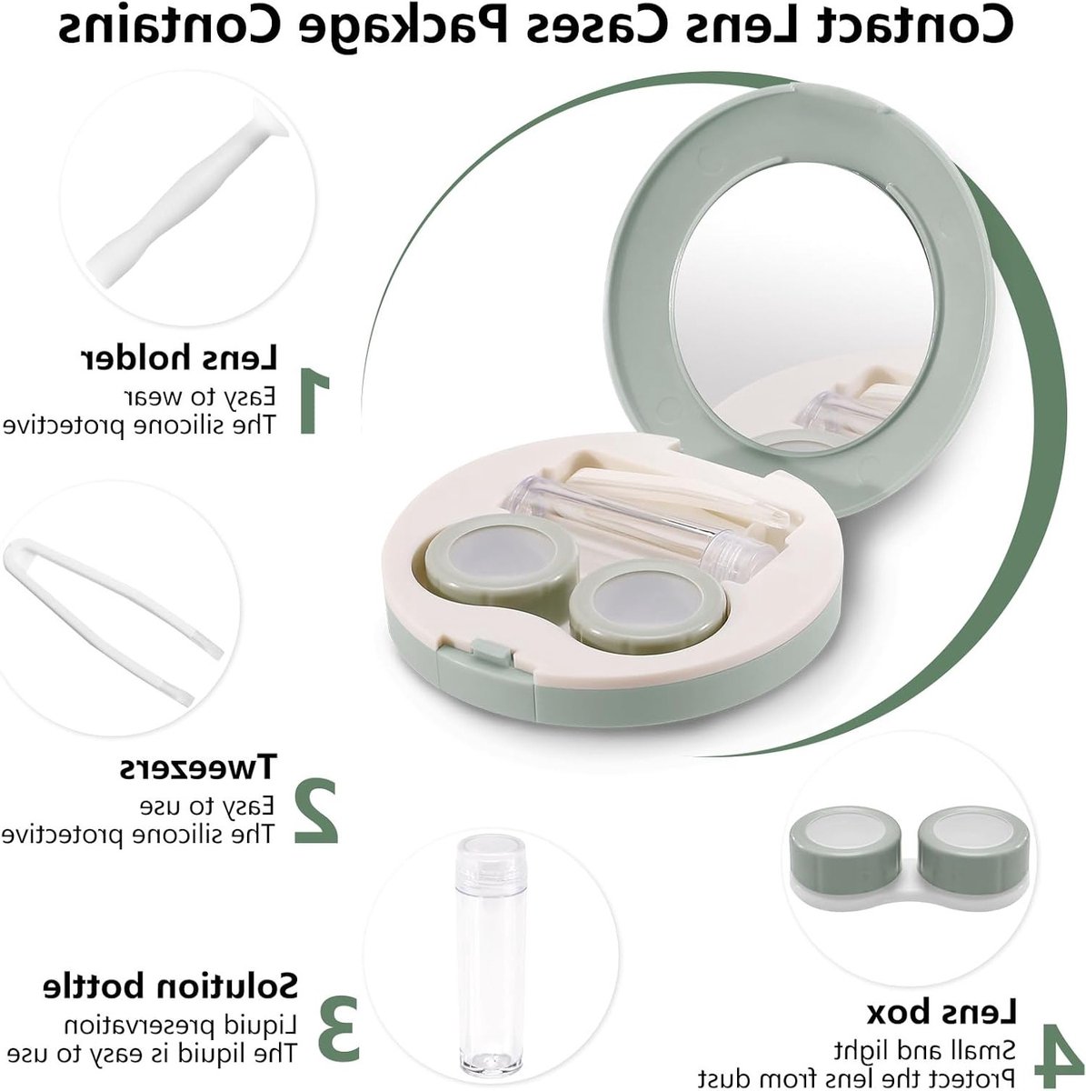 Reis Contactlenzen Kit met Spiegel, Verwijderingshulpmiddelen en Oplossingsfles - Ideaal voor Buiten en Dagelijks Gebruik, Inclusief Lenshouder en Tweezers