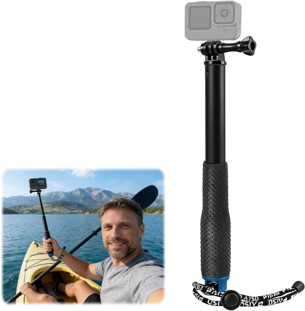 Waterdichte Selfiestick - Uitschuifbare Monopod - Reizen Outdoor Vlogging - Telescopisch Design - 94 cm - Zwart