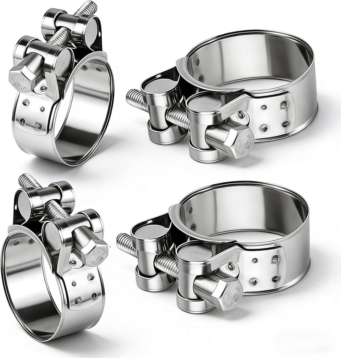 SnelShoppen - Pack van 4 Hinge Bolt Clamps, RVS 304, Verstelbare Slang- en Pijpbevestigingen, Klemmen voor Uitlaat en Meer