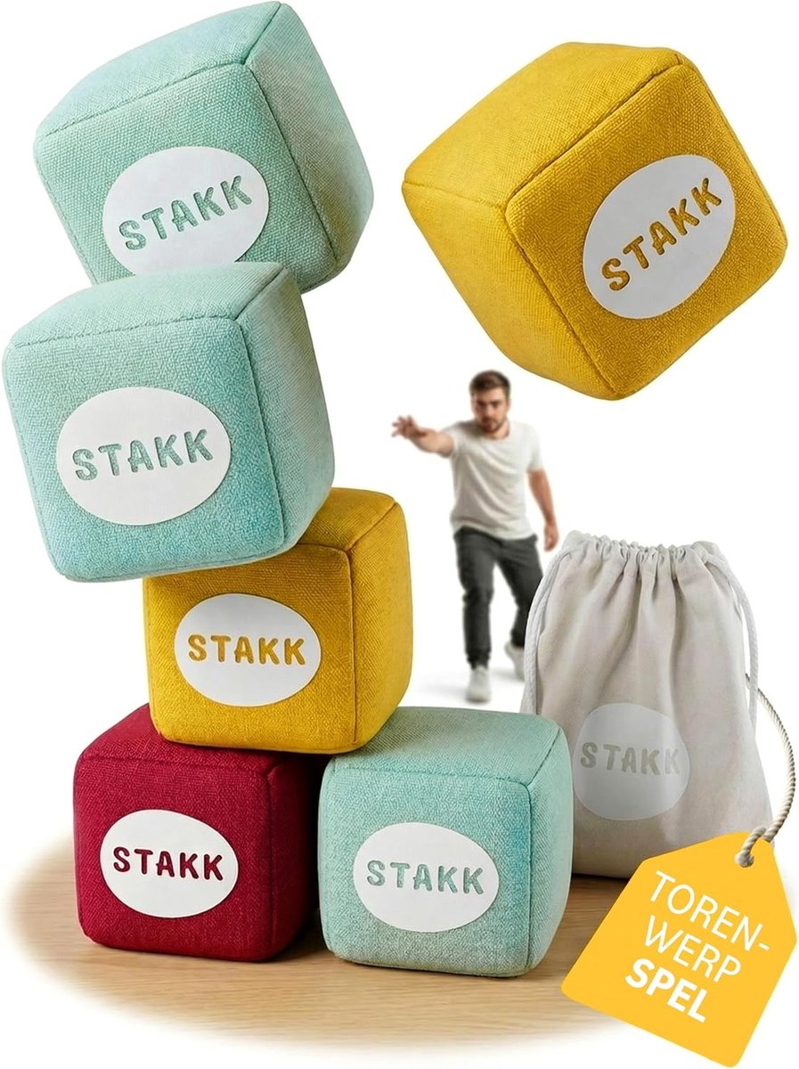 SnelShoppen - softSTAKK Indoor & Outdoor Gooi Spel - Familie Spel voor Kinderen & Volwassenen - Tactisch en Actief Spel voor Tuin, Camping, Feest - 8