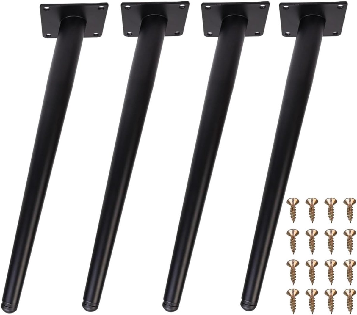 SnelShoppen - Table Legs - Metalen Hoekige Meubelpoten - Zwarte Tapijtpoten - Conische Stalen Poten voor Tafels, Sofas, TV-kasten - Vervangingspoten v