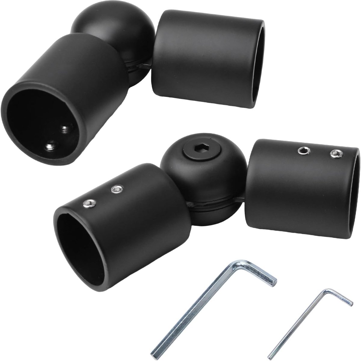 SnelShoppen - Hinged Elbow Connector 2 Pcs - Rvs Gordijnroede Connector - Verstelbaar 90° tot 180° voor 1 Inch Rod - Zwart - Perfect voor Raamdecorati