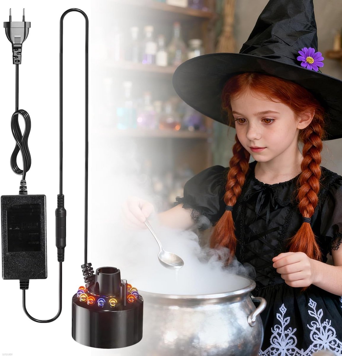 SnelShoppen - Mist Maker Ultrasonic Atomiser voor Halloween, Pond Mist met 12 Kleurrijke LED Lichten voor Fontein, Vijver, Tank, en Decoratie voor Fee