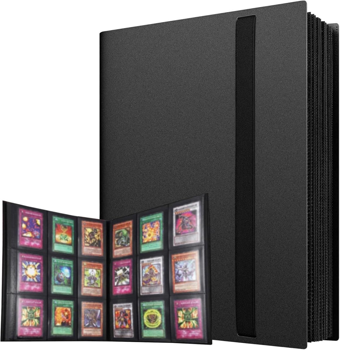 SnelShoppen - Card folder met 360 vakken, waterproof, grote capaciteit, album met elastische band, ideaal voor kinderen en verzamelaars, zwart