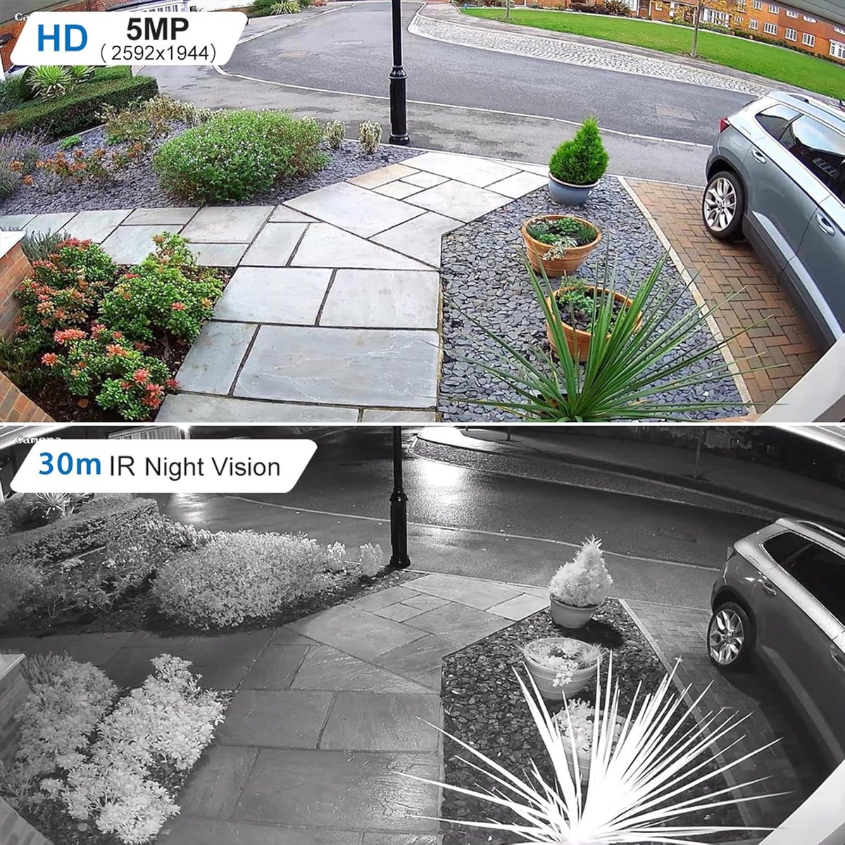 SnelShoppen - 5MP HD POE IP Camera Buiten Waterproof met Infrarood Nachtzicht, Beweging Detectie, 30m IR, Microfoon, Volledig Metaal, IP66, 2.8mm Lens
