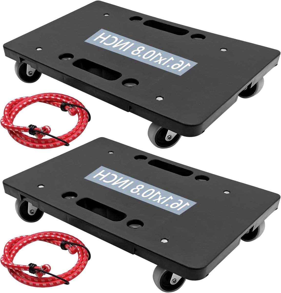 Robuuste meubelopwager met 4 wielen - 40,6 cm, 227 kg capaciteit, in elkaar grijpend design - 2 stuks