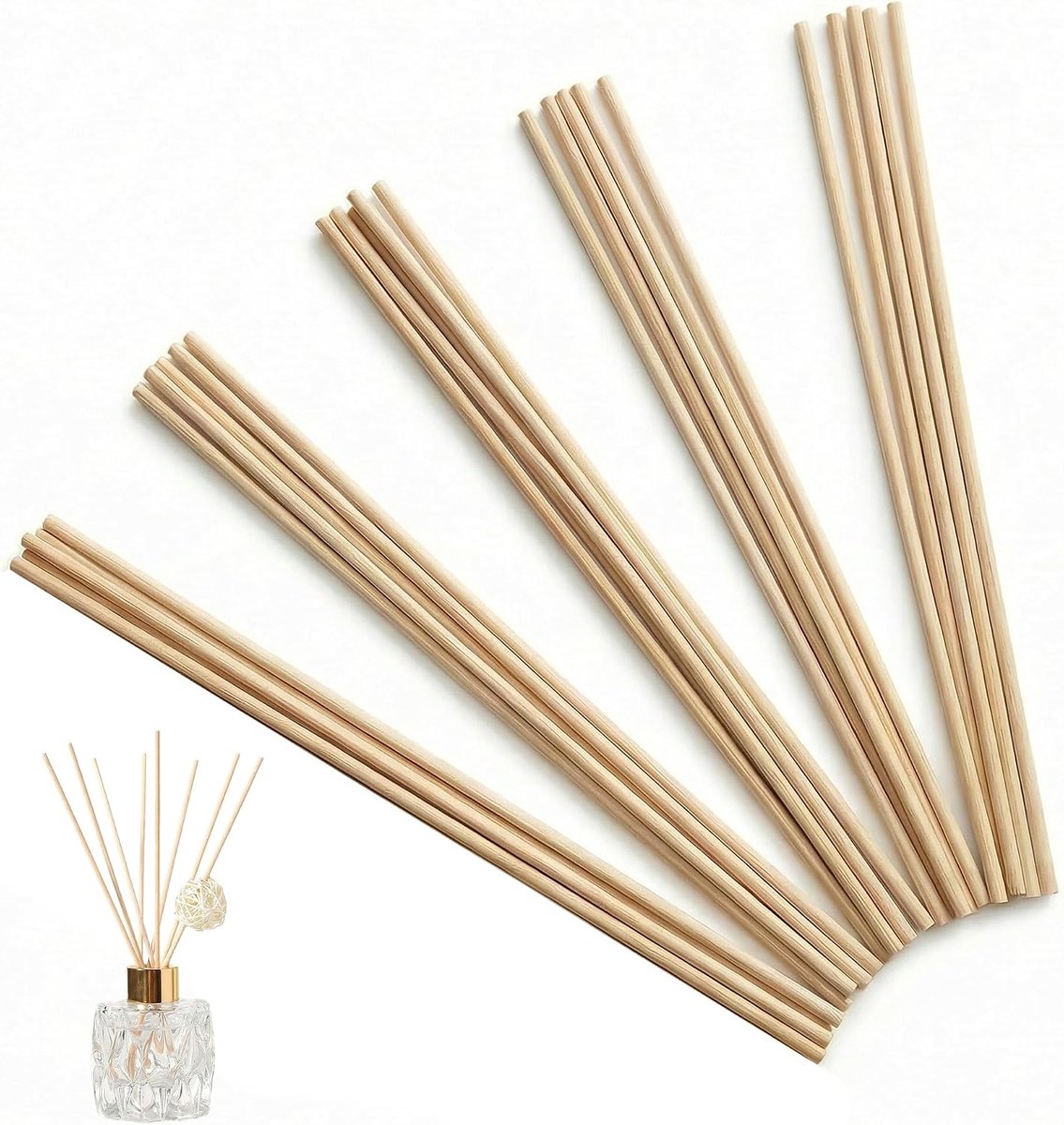SnelShoppen - 30 Stuks Rotan Diffusersticks 30 cm - Natuurlijke Rietvezel Aromasticks voor Thuis, Kantoor, Spa's en Hotels - Houtkleur, Geurverspreidi