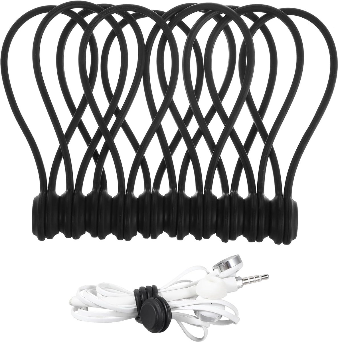 SnelShoppen - 10PCS Magnetische Kabelbinders Herbruikbare Silicone Kabel Organizers voor Kabelbeheer, Bookmark Whiteboard en Koelkast Magneten in Kleu
