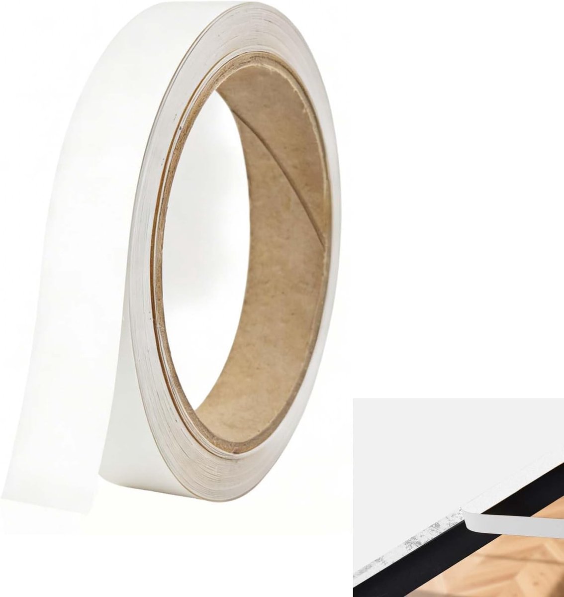 SnelShoppen - Zelfklevende Witte Rand Tape 10m - Meubel Tape voor Herstellingen, Houtbewerking en Doe-Het-Zelf Projecten - Sterke Hechting, Stijlvol e
