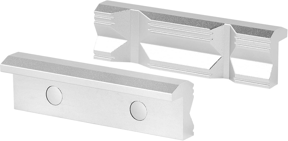 SnelShoppen - Vise Jaws 100 mm Aluminium Beschermklemmen met Magnetische Olie en Prismen, 1 Paar Vervangende Klemmen voor Werkbank, Voor Professioneel