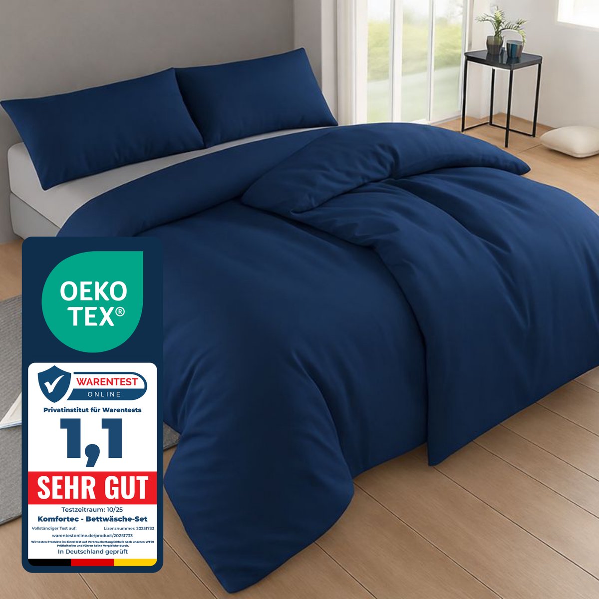 Komfortec Premium Dekbedovertrek 2x135x200 cm + Kussensloop 2x40x80 cm - 100% Microvezel - 90 g/m² - 4-Delige Superzachte Beddengoedset - met Rits - Blauw