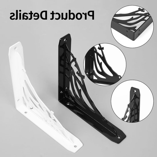 Zware Wandbeugels voor Drijvende Planken, Decoratieve Metalen Steunbeugels, Triangulaire Hoeksteunen (Wit, 20.5 cm, Boomstijl) - 2 Stuks — afbeelding 2