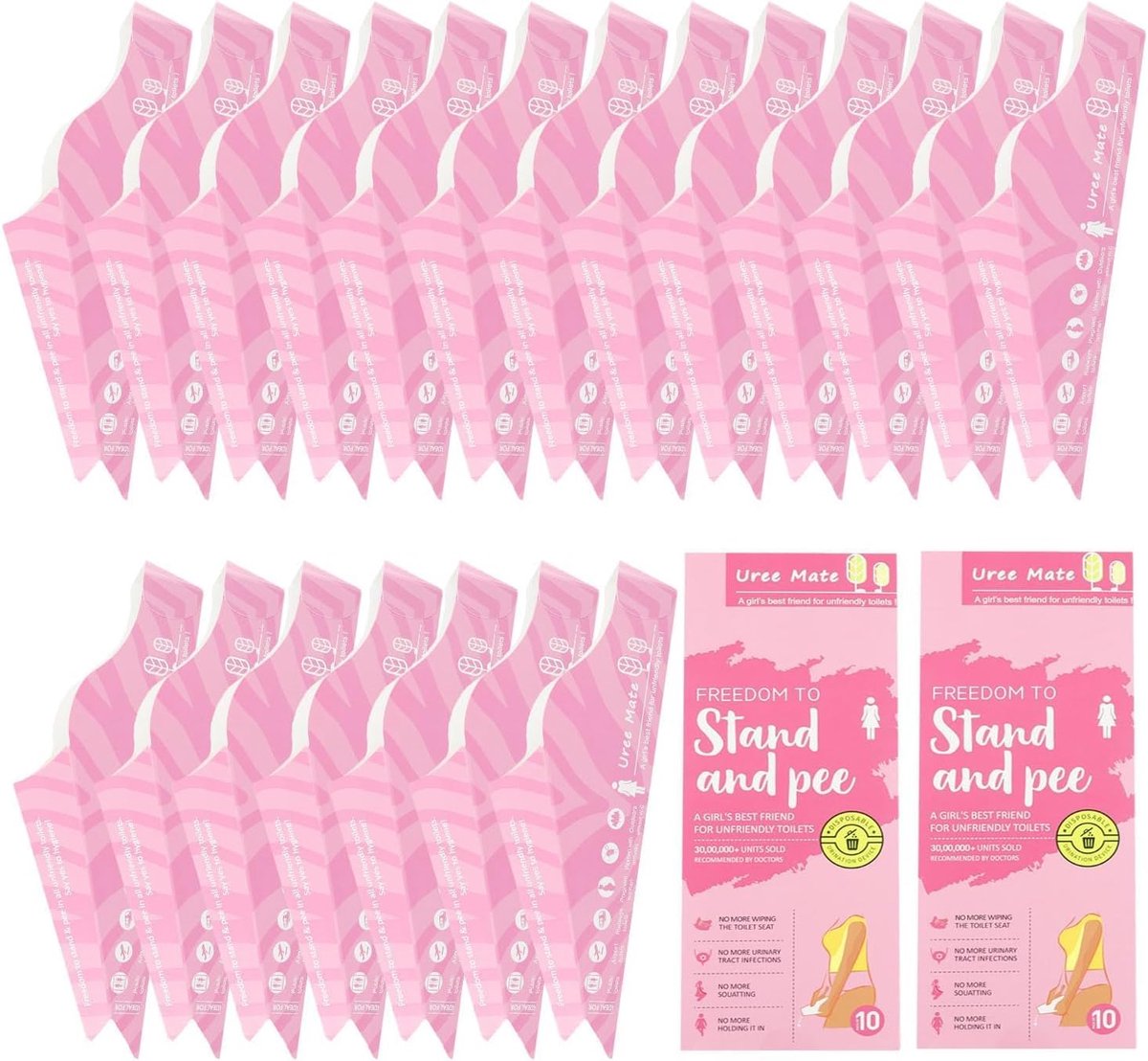 SnelShoppen - Urinella voor Vrouwen, Draagbare Urinalen voor Vrouwen, Staande Plas Hulp met Wegwerp Papieren Urinal Cup, 20 Stuks voor Reizen, Kampere