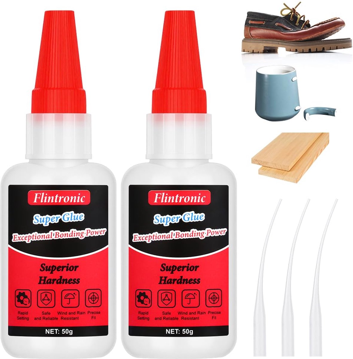 SnelShoppen - Super Glue Extra Strong 50g - Krachtige Universele Lijm - Waterbestendige Hechting voor Plastic, Metaal, Keramiek, Leer, Hars - 2 Pack