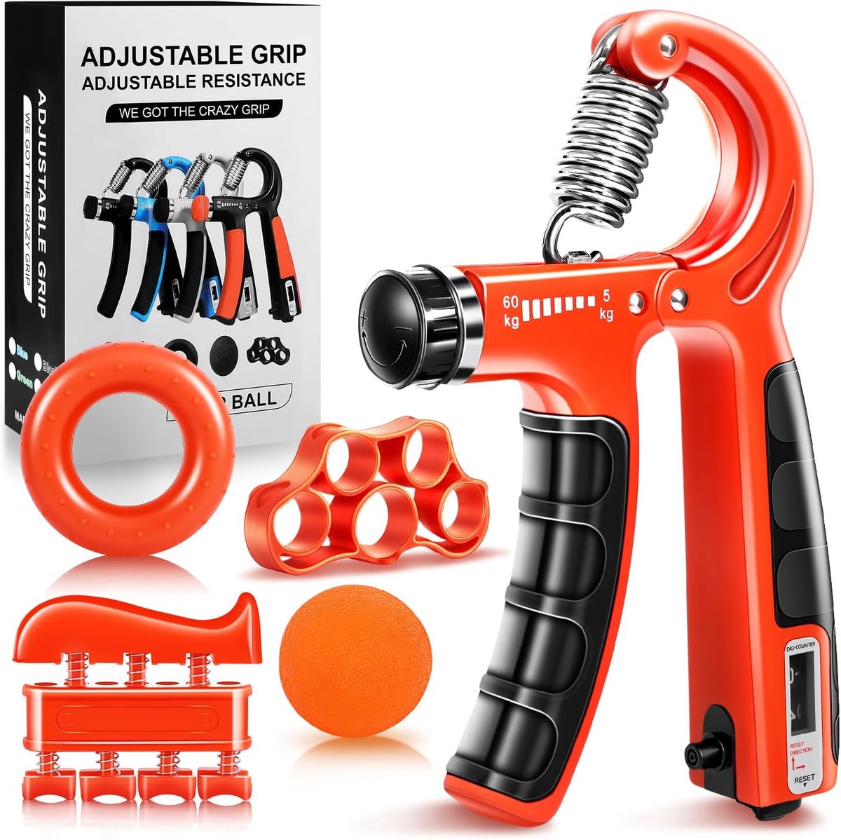 SnelShoppen - Flintronic Handle Amplifier Set - Verstelbare Handgripper voor sterke Polsen, Vingers, Onderarmen en Handen - 5-60kg Weerstand - Compact