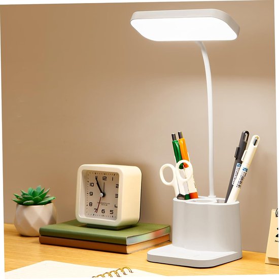 KZQ LED bureaulamp met 3 kleurstanden en pennenhouder - Oogvriendelijk en instelbare hoek - Ideaala voor studenten en slaapzaal - 4000 - Wit van KZQ — afbeelding 2