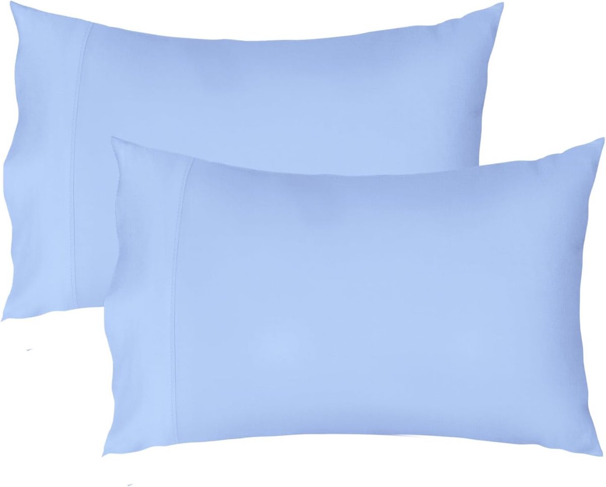 SnelShoppen - Set van 2 Kussenhoezen 40x80cm - 100% Katoen Satijn - Ademend, Koelend en Zacht voor Kwaliteitsvolle Slaap - Lichtblauw voor Luxe Slaapk