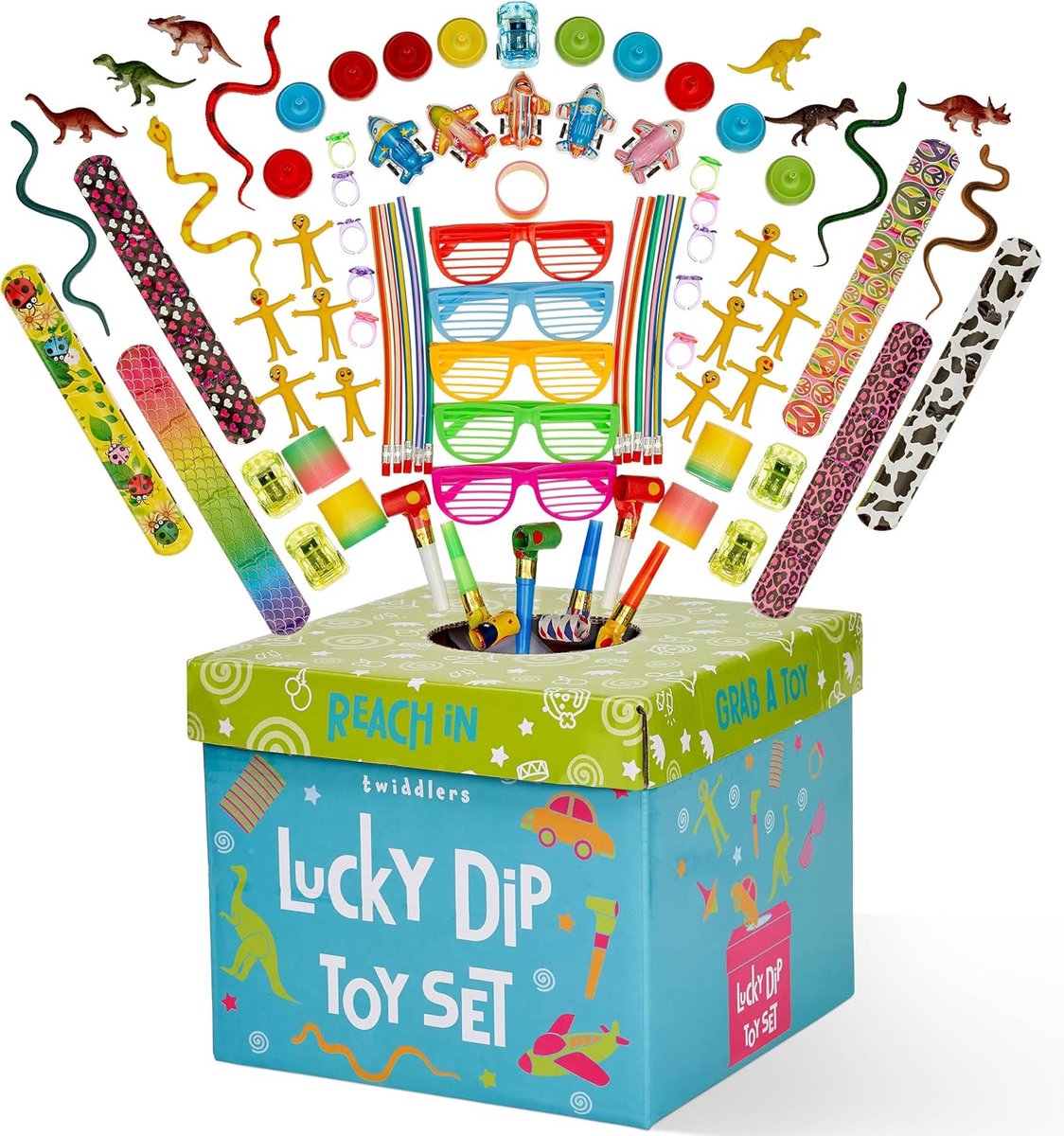 SnelShoppen - TWIDDLERS Treat Box met 100 Stuks Handout Gifts, Perfect voor Feestjes, Verjaardagen, Kinderen, Party Bags, Pinatas, Kerst, Halloween, P