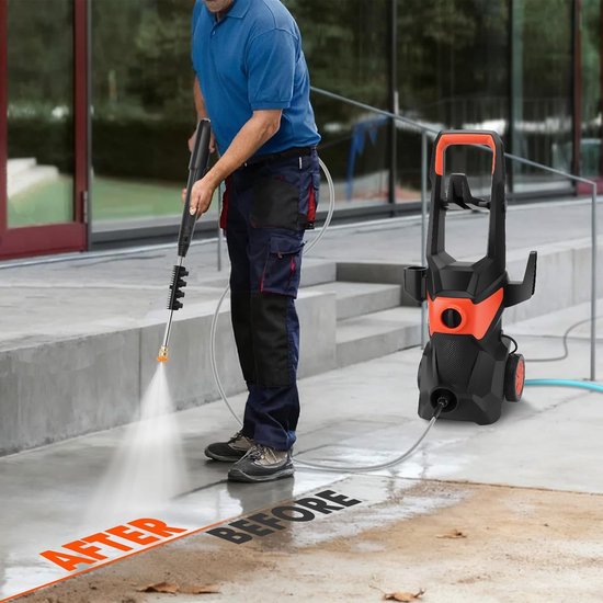 SnelShoppen - Krachtige Hogedrukreiniger 3000W met 336 l/h, 200 Bar Waterdruk, 10 m Slang en 4 Opzetstukken voor Auto's, Tuin, Terras en Schuttingen van Snelshoppen — afbeelding 5