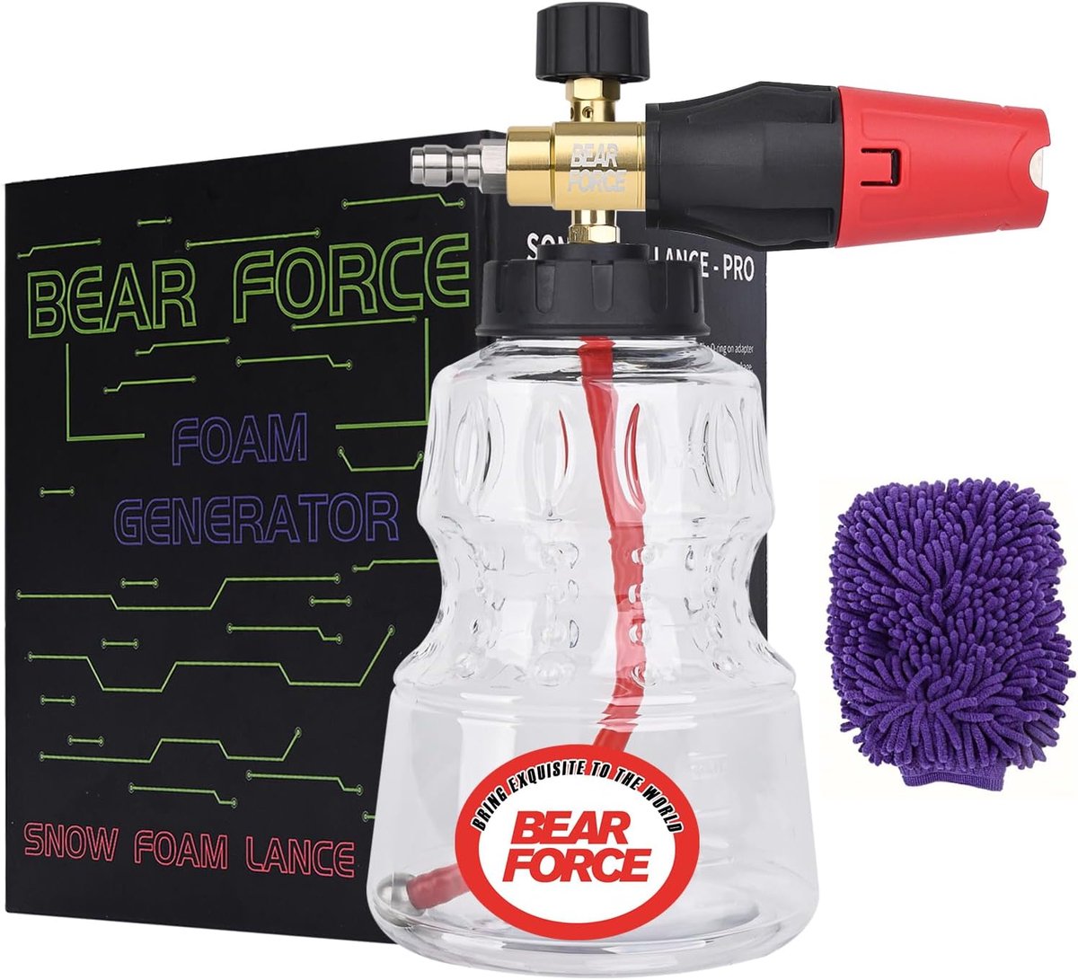 SnelShoppen - Hoge Druk Reiniger Schuim Gun Foam Generator - 32oz Snow Foam Lance met 1/4" Snelsluiting, 1.25mm & 1.1mm Nozzle, 360° Verstelbaar voor