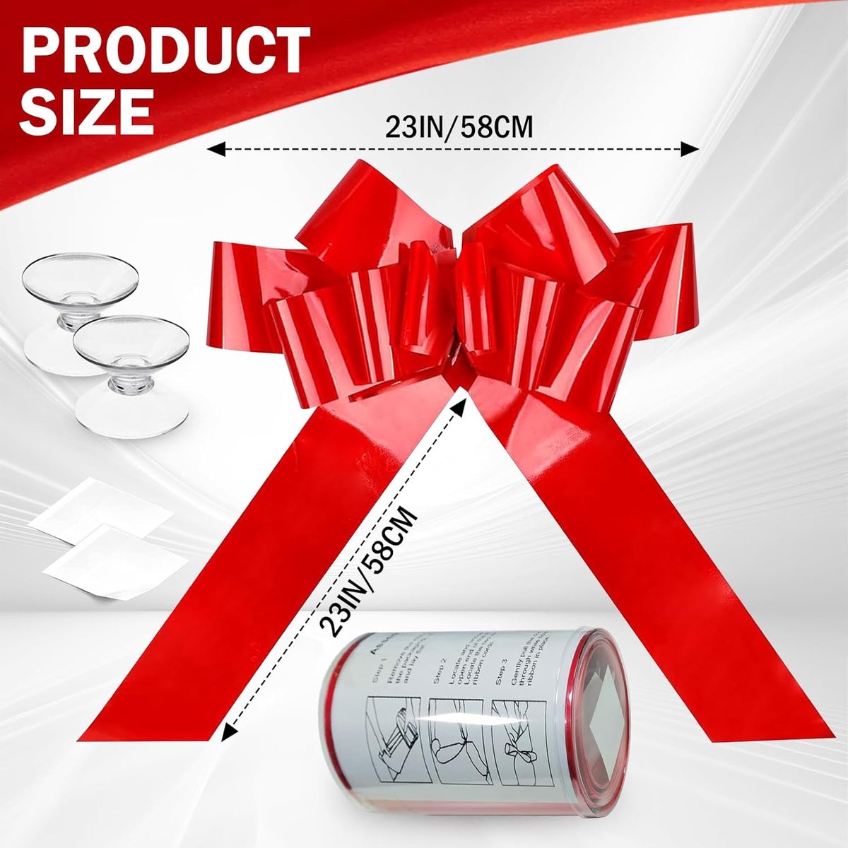 SnelShoppen - Huge Red Bow 30 Inch - Grote Cadeauband - Herbruikbare Decoratie voor Verjaardagsfeesten, Trouwerijen, Auto's en Feestjes - Felrode Stri