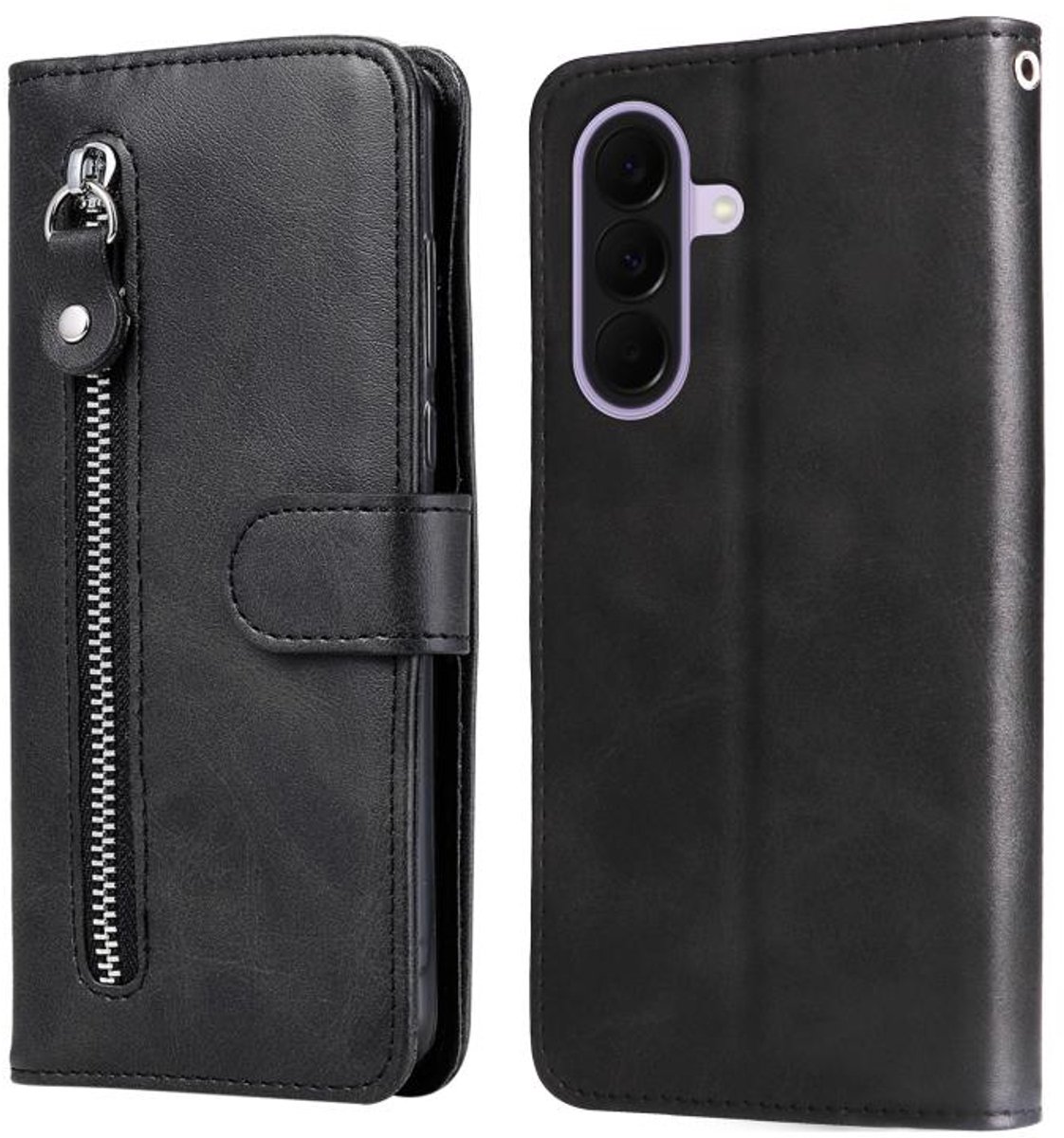 zwart wallet book-case rits hoesje - Telefoonhoesje geschikt voor Samsung Galaxy A27 5G