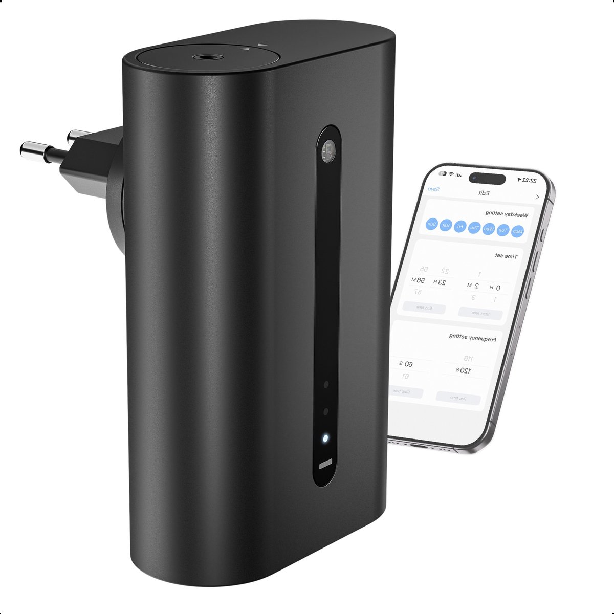 Fusify LX™ - Aroma Diffuser - Diffuser - Aromatherapie - Pluggy Black 60m² - Geurverspreider - Smart App (Wi-Fi)