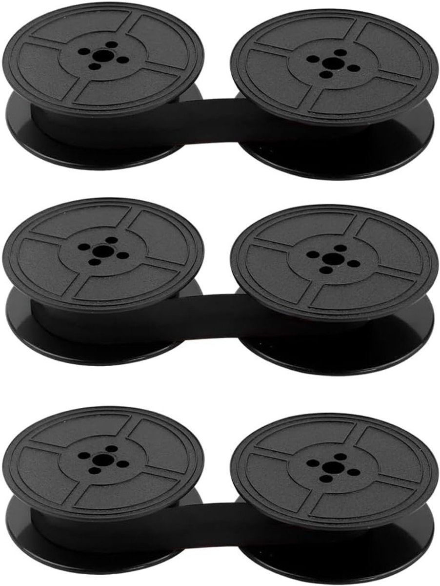 3 stuks schrijfmachinetape, nylon tape in zwart, geschikt voor diverse schrijfmachines en kantoortoepassingen