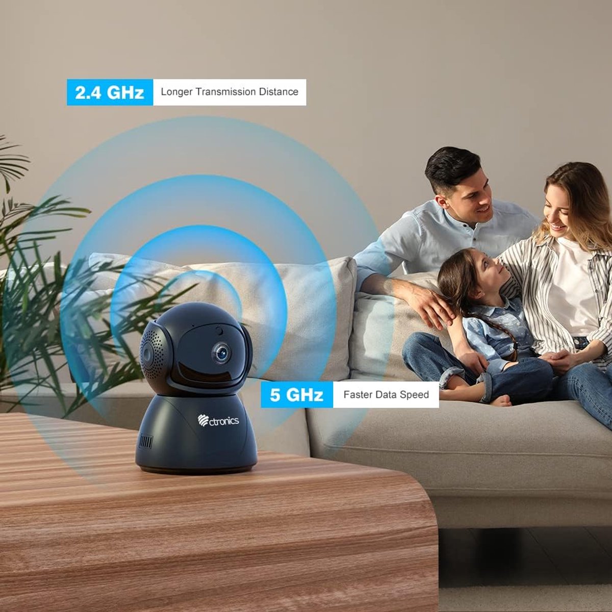 SnelShoppen - Indoor WiFi Beveiligingscamera 5MP, PTZ Pan 355°/Tilt 90°, Bewegingsdetectie, Nachtzicht tot 20m, Twee-Weg Audio, Zwart