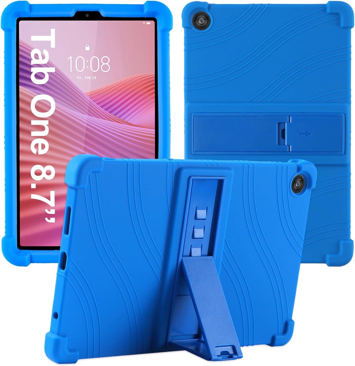 SnelShoppen - Hoes voor Lenovo Tab One 8,7 inch (Model 2025) - Schokbestendige Siliconen Hoes met Verstelbare Standaard - Blauw - Tablet Bescherming v