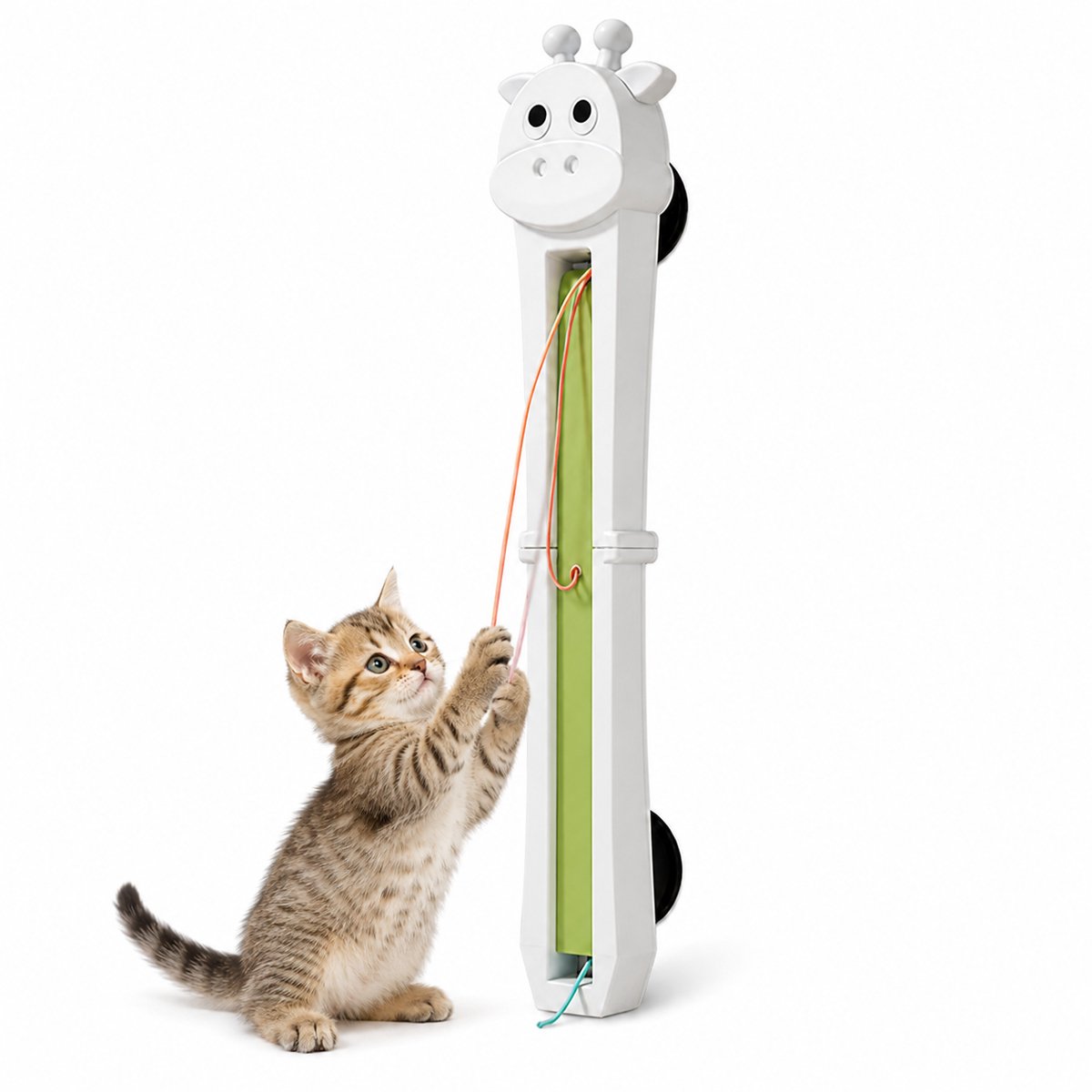 Elektrische Kattenhengel - 47x7x3cm- Interactief Kattenspeelgoed voor aan de Muur - Automatisch Bewegend Kattenspeeltje voor Mentale Stimulatie en Jachtinstinct - Ruimtebesparend Huisdier Gadget - Wit