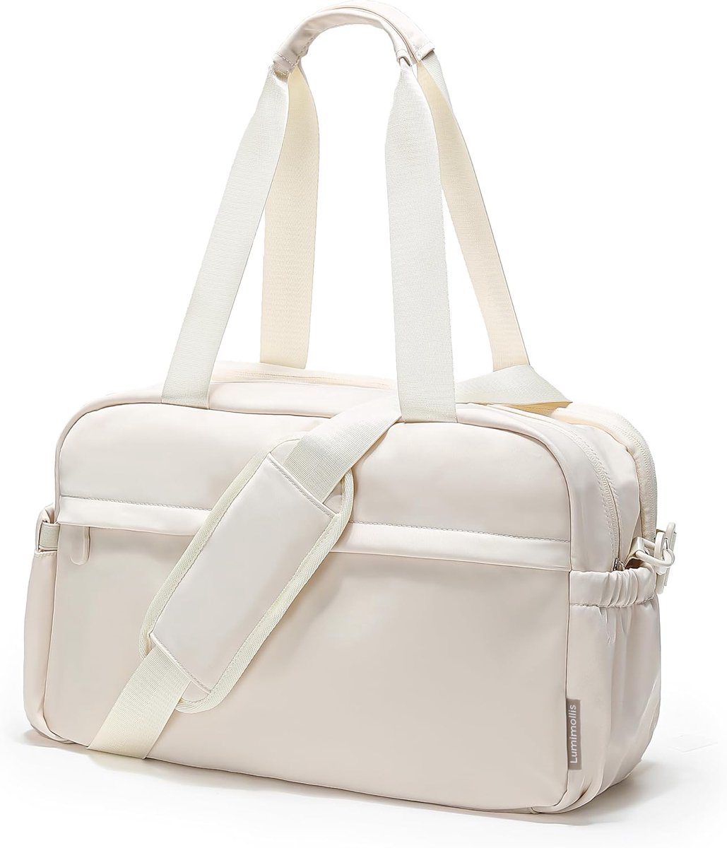 SnelShoppen - Travel Bag, Duffle Bag, Weekender Bag, Sporttas voor Mannen en Vrouwen met Uitbreidbaar Compartment, Luchtvaart Accessoires, Beige, Hand