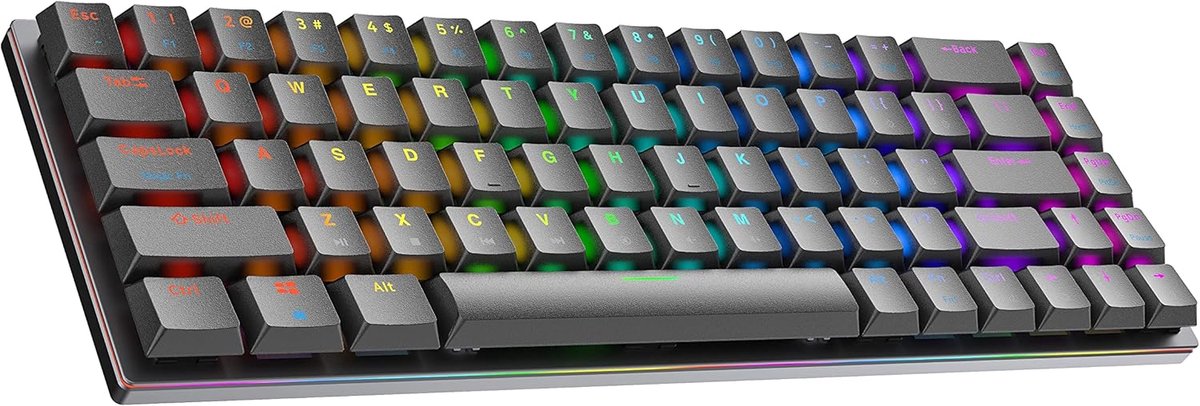 SnelShoppen - Gaming Toetsenbord 65% - Aluminium Frame - Hot-Swappable Mechanische Toetsen - 68 Toetsen RGB LED - QWERTY ANSI US Layout (Zwart, Gatero