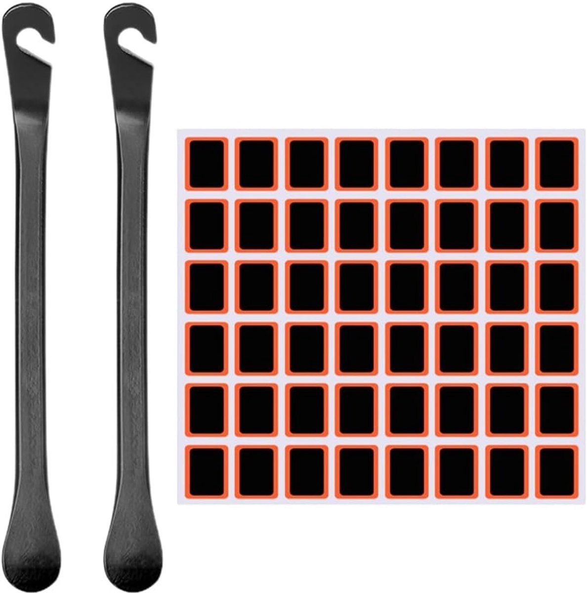SnelShoppen - Pack van 2 Fietstubelevers Metalen Fietstubelevers Stalen Fietstubelevers Inclusief 48 Stuks Luchtkamer Reparaties Vulcaniserende Lijm v