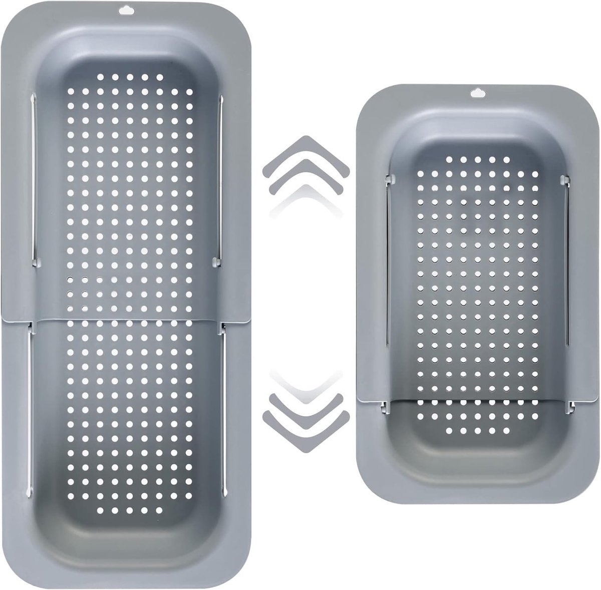 SnelShoppen - Sink Colander, Uittrekbare Strainer Mand voor de Gootsteen, Drainer, Ideaal voor Fruit en Groenten, 34.5-48 x 6.5 cm, Hoge Kwaliteit PP