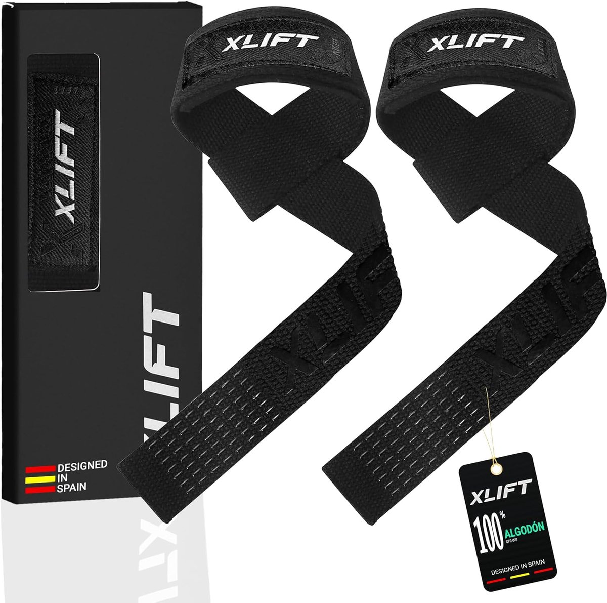 SnelShoppen - XLIFT Pull-up en Lifting Riemen voor Bodybuilding, Deadlifting en Powerlifting - Professionele Antislip Gewichthefriemen - Zwart - Unise