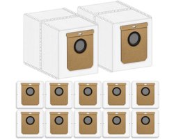 Stofzakken geschikt voor Eufy Clean L60 SES / L60 Hybrid SES / L50 SES zuigrobot - afzuigstation - 2,5 l grote capaciteit - stofzuigerzakken - 2-in-1 stofzuiger geschikt voor Clean Station reserveonderdelen - 12 stuks