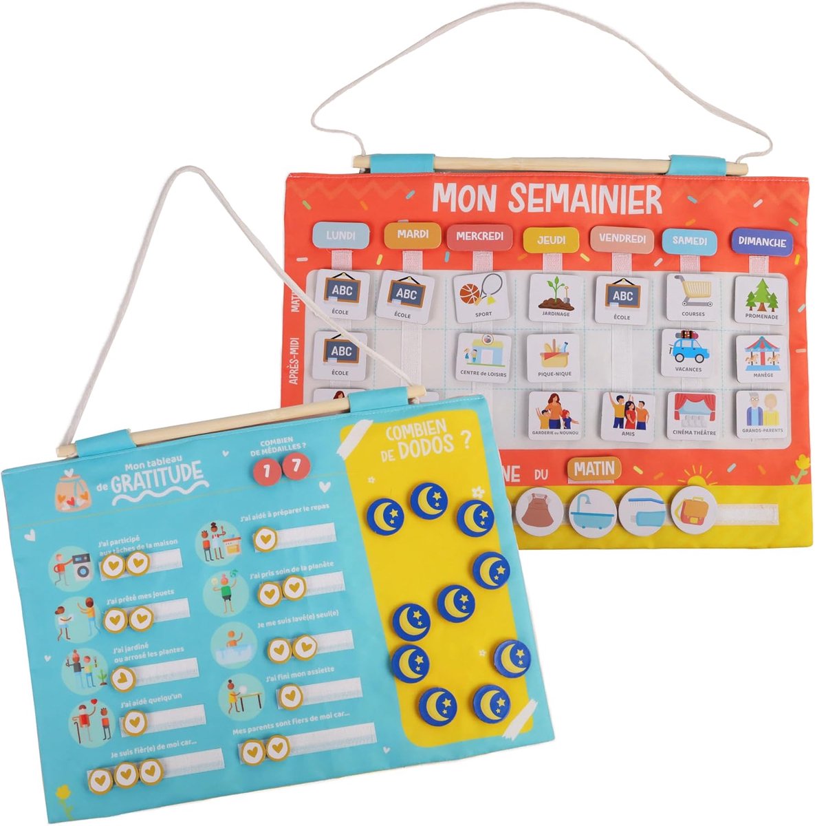 SnelShoppen - Weekplanner Kinderen - Montessori - Onderwijs Spel - Multicolor - Fabric - Mood & Slaap - Voor Kinderen Vanaf 3 Jaar - 150 Scratch Vigne