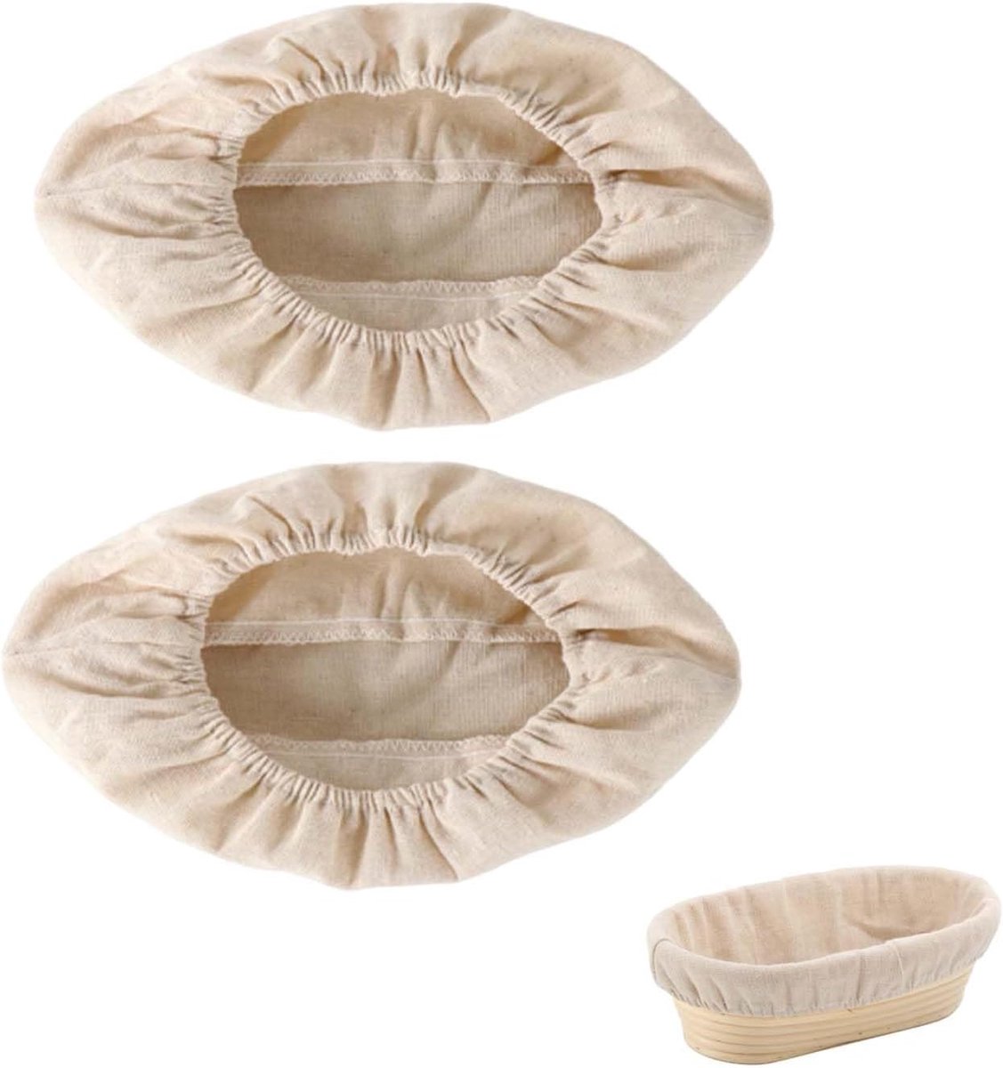 SnelShoppen - Ovalen baklinnen met elastische tailleband, hoogwaardige linnen doek voor deeg, fermentatie mand, broodmand insert, bakaccessoires
