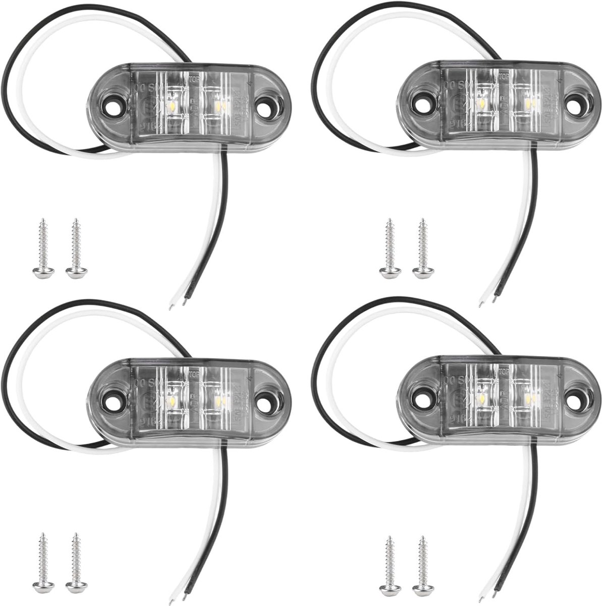 SnelShoppen - 4 Stuks Witte IP65 12V/24V Ovale LED Zijlichten - Waterdicht, Energiezuinig, Perfect voor Auto, Camper, Boot, en Tuinverlichting