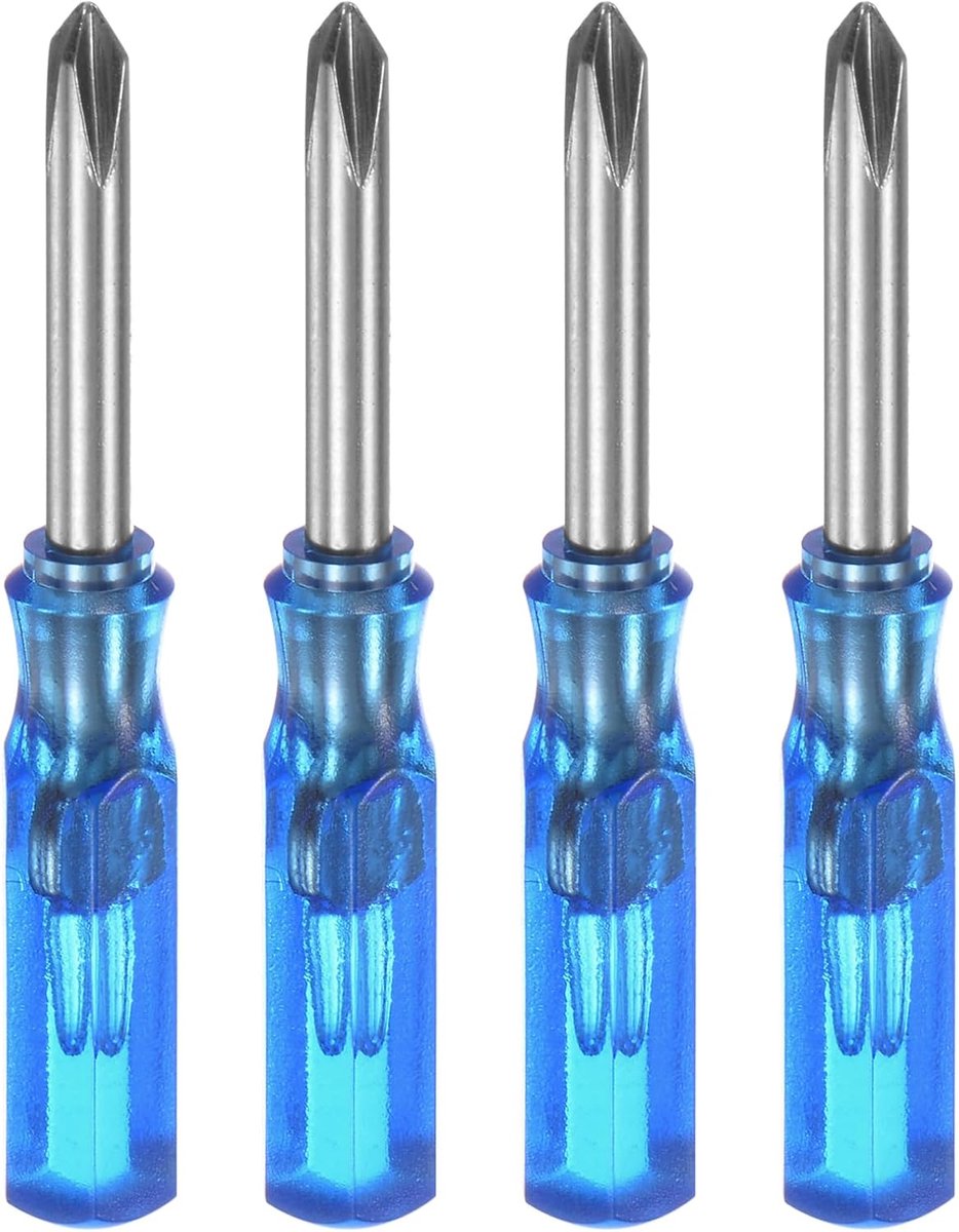 SnelShoppen - Mini Kruiskopschroevendraaier Set 4 Stuks, PH1 3mm, Magnetische Schroevendraaiers, 45mm Lengte, Lichtgewicht en Duurzaam, Voor Fijne Mec