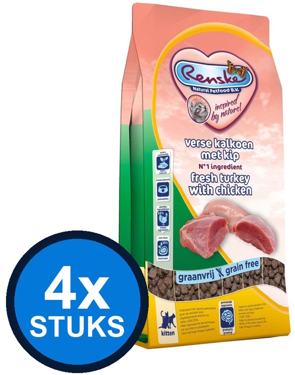 Renske Renske - Super Premium droog kat kitten kalkoen&kip 1,5kg - Kattenvoer - 1.5 kg