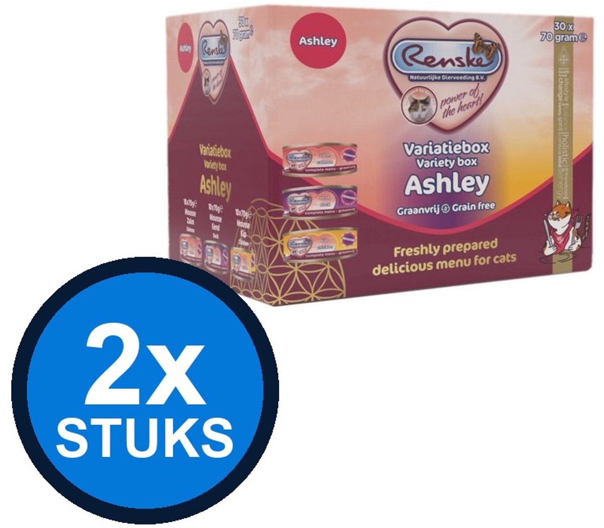 Renske Renske - Vers kat variatiebox Ashley 30x70gr - Kattenvoer Natvoer - 2.1 kg