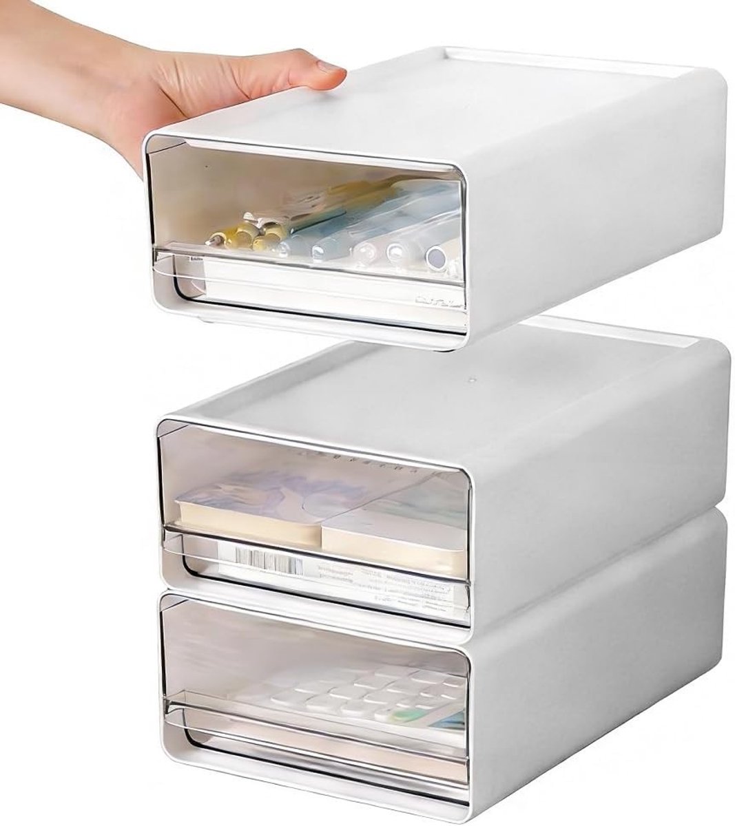 Praktische lade-organizer voor bureau met compartimenten voor pennen, paperclips en notities