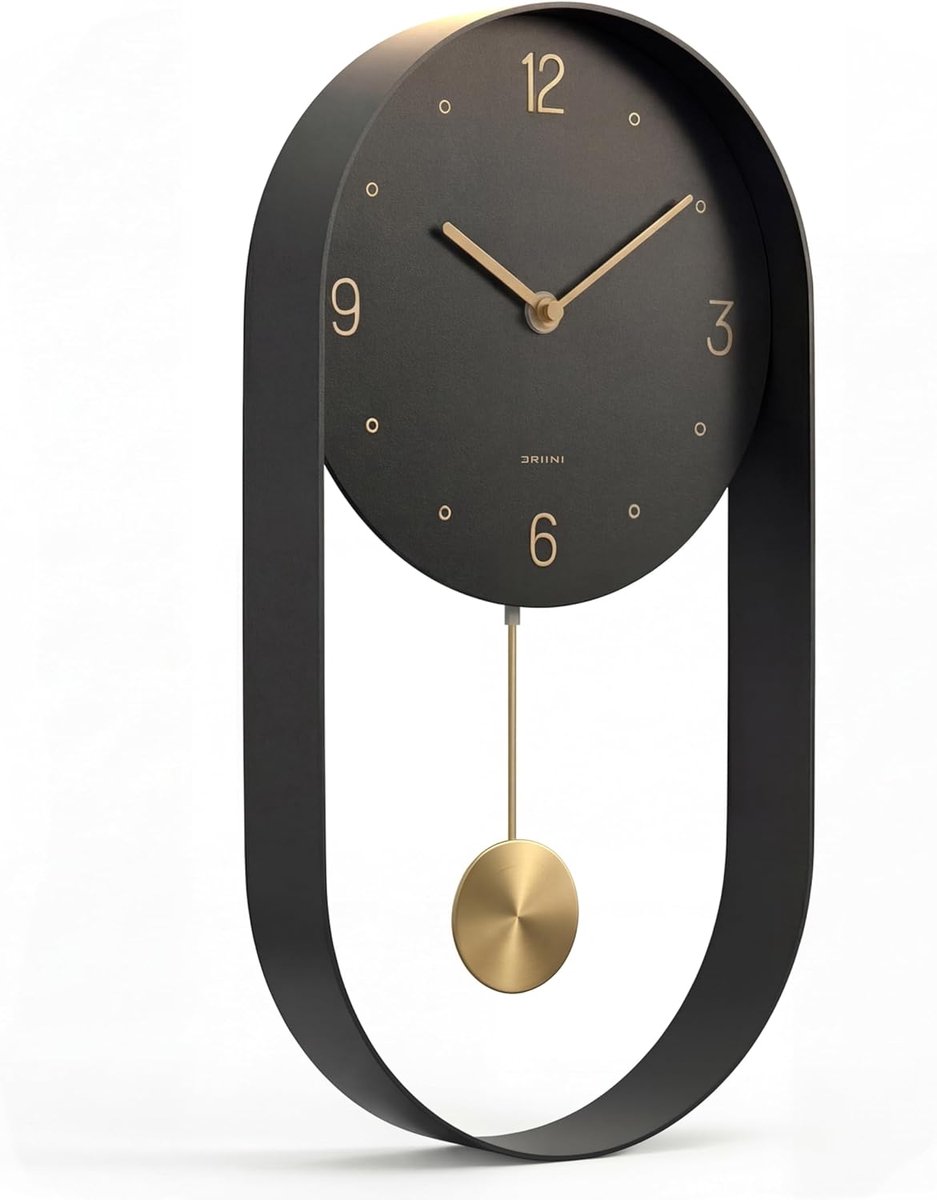 SnelShoppen - Driini Moderne Pendule Wandklok - Decoratieve Unieke Metaalrand - 8 Inch Wijzerplaat - Minimalistisch Design - Stille Batterijwerking -