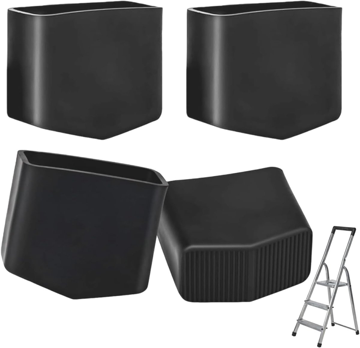 SnelShoppen - 4 Stuks Rubber Ladderpoten - Antislip Ladderdoppen voor Veiligheid en Stabiliteit - Gevoerde Rubber Covers 40x20mm voor Binnen en Buiten