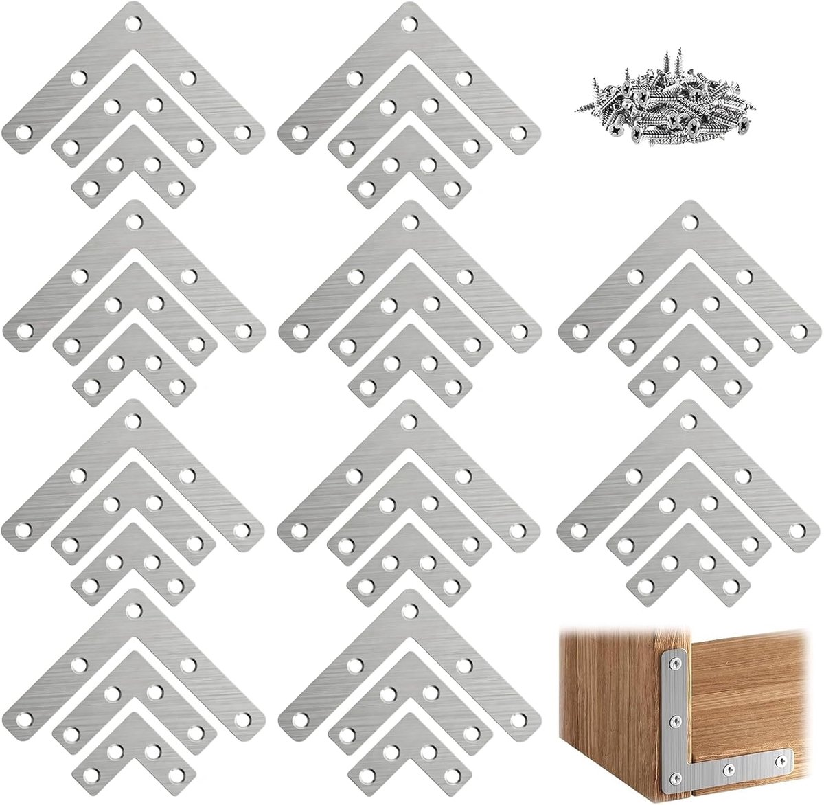 SnelShoppen - 30pcs L Vlakke Hoekverbinders, 90 Graden RVS Hoekconnectoren, Ideaal voor Meubelverbindingen, Keuken, Tafel, Stoel, Duurzaam en Roestvri