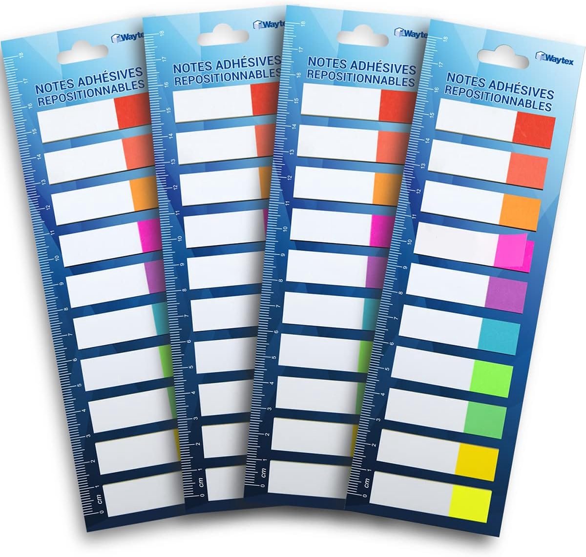 SnelShoppen - 800 Zelfklevende Boekenleggers - Herbruikbaar - 10 Neon Kleuren - 4 Pakketten van 10 Mini Blokken - 20 Tweekleurige Bladen - 45 x 12 mm